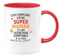 quotedazur - Mug Humour Super Maman Et Secrétaire Comptable À La Fois, Mais Je Gère Avec Ce Un Cadeau Tasse Parfait Pour Une Efficace
