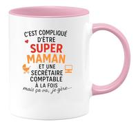 quotedazur - Mug Humour Super Maman Et Secrétaire Comptable À La Fois, Mais Je Gère Avec Ce Un Cadeau Tasse Parfait Pour Une Efficace