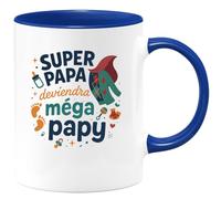 quotedazur - Mug Humour Super papa deviendra méga papy - Cadeau Annonce Grossesse Naissance Papy Homme