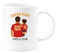 quotedazur - Mug Humour Super Papa Superkid Léon Cadeau Parfait Pour Tasse Personnalisée Unique