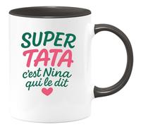 quotedazur - Mug Humour Super Tata, Dit Nina - Un Cadeau Parfait Pour Une Tata Exceptionnelle - Idée Cadeau Originale Tasse Pour Tata Unique Et Précieuse