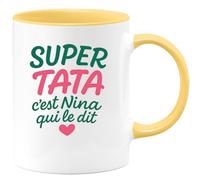quotedazur - Mug Humour Super Tata, Dit Nina - Un Cadeau Parfait Pour Une Tata Exceptionnelle - Idée Cadeau Originale Tasse Pour Tata Unique Et Précieuse
