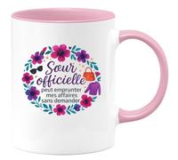 quotedazur - Mug Humour Sœur officielle : peut emprunter mes affaires sans demander - Cadeau Soeur Femme