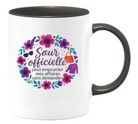 quotedazur - Mug Humour Sœur officielle : peut emprunter mes affaires sans demander - Cadeau Soeur Femme