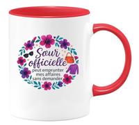 quotedazur - Mug Humour Sœur officielle : peut emprunter mes affaires sans demander - Cadeau Soeur Femme