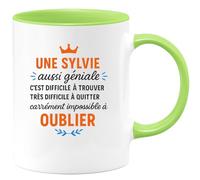 quotedazur - Mug Humour Sylvie, Aussi Géniale, Difficile À Trouver, Impossible Oublier Idée Cadeau Originale Avec Tasse Personnalisée Unique
