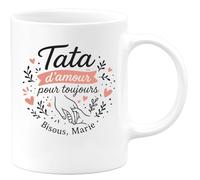 quotedazur - Mug Humour Tata D'amour Pour Toujours, Bisous Chaleureux De Prénom Cadeau Original Tasse Tendre Affectueuse Et Chérie