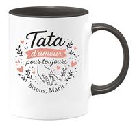 quotedazur - Mug Humour Tata D'amour Pour Toujours, Bisous Chaleureux De Prénom - Cadeau Original Tasse Tendre Pour Tata Affectueuse Et Chérie