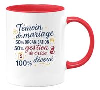 quotedazur - Mug Humour Témoin de mariage : 50% organisation, 50% gestion de crise, 100% dévoué - Cadeau Témoin de mariage Homme