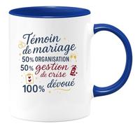 quotedazur - Mug Humour Témoin de mariage : 50% organisation, 50% gestion de crise, 100% dévoué - Cadeau Témoin de mariage Homme
