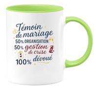 quotedazur - Mug Humour Témoin de mariage : 50% organisation, 50% gestion de crise, 100% dévoué - Cadeau Témoin de mariage Homme