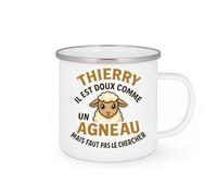 quotedazur - Mug Humour Thierry Il Est Doux Comme Un Agneau Mais Faut Pas Le Chercher - Idéal Cadeau Drôle Pour Homme, Tasse Personnalisée Unique