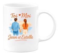 quotedazur - Mug Humour Toi + Moi Jean Et Estelle, Cadeau Romantique Personnalisé - Cadeau Personnalisé Romantique Pour Tasse Duo Unique Et Original