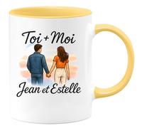 quotedazur - Mug Humour Toi Moi Personnalisé Jean Et Estelle, Cadeau Unique Pour Couple Tasse À Offrir Votre Moitié