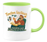 quotedazur - Mug Humour Tonton lecteur : mes histoires sont meilleures que les livres - Cadeau Tonton Homme