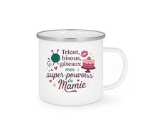 quotedazur - Mug Humour Tricot, bisous, gâteaux : mes super-pouvoirs de Mamie - Cadeau Mamie Femme