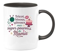 quotedazur - Mug Humour Tricot, bisous, gâteaux : mes super-pouvoirs de Mamie - Cadeau Mamie Femme