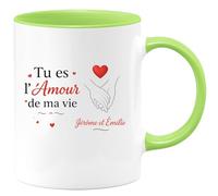 quotedazur - Mug Humour Tu Es L'amour De Ma Vie Jérôme Et Émilie Cadeau Parfait Tasse Personnalisée Pour Amoureux Passionnés