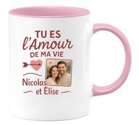 quotedazur - Mug Humour Tu Es L'amour De Ma Vie Nicolas Élise, Cadeau Romantique Idée Personnalisée Avec Tasse Pour Amoureux Unique