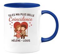 quotedazur - Mug Humour Tu Es Ma Plus Belle Coïncidence Personnalisée Hélène Louis Cadeau Tendre Tasse Pour Femme Avec Prénom Gravé Unique