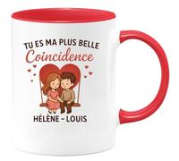 quotedazur - Mug Humour Tu Es Ma Plus Belle Coïncidence Personnalisée Hélène Louis Cadeau Tendre Tasse Pour Femme Avec Prénom Gravé Unique