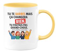 quotedazur - Mug Humour Tu Te Barres Mais Ça Changera Rien. Foutais Pas Grand-Chose. Jérôme, Camille, Louise, Anna Cadeau Humoristique Tasse Personnalisée Message Original Pour Elle