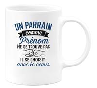 quotedazur - Mug Humour Un Parrain Comme Prénom Ne Se Trouve Pas Il Se Choisit Avec Le Coeur - Cadeau Original Tasse Pour Parrain Au Grand CœUr