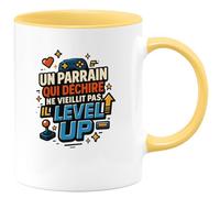 quotedazur - Mug Humour Un parrain qui déchire ne vieillit pas, il level up - Cadeau Parrain Homme
