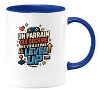 quotedazur - Mug Humour Un parrain qui déchire ne vieillit pas, il level up - Cadeau Parrain Homme