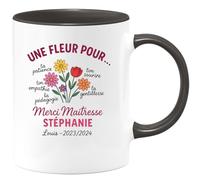 quotedazur - Mug Humour Une Fleur Pour Ta Patience, Bienveillance, Empathie Et Passion Merci Maîtresse Stéphanie Louis 2023/2024 - Cadeau Tasse Maîtresse Pour Remercier Gentillesse Et Passion