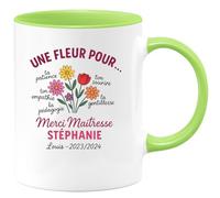 quotedazur - Mug Humour Une Fleur Pour Ta Patience, Bienveillance, Empathie Et Passion Merci Maîtresse Stéphanie Louis 2023/2024 - Cadeau Tasse Maîtresse Pour Remercier Gentillesse Et Passion