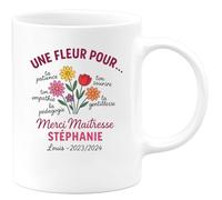 quotedazur - Mug Humour Une Fleur Pour Ta Patience, Bienveillance, Empathie Et Passion Merci Maîtresse Stéphanie Louis 2023/2024 - Cadeau Tasse Maîtresse Pour Remercier Gentillesse Et Passion