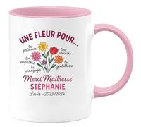 quotedazur - Mug Humour Une Fleur Pour Ta Patience, Bienveillance, Empathie Et Passion Merci Maîtresse Stéphanie Louis 2023/2024 - Cadeau Tasse Maîtresse Pour Remercier Gentillesse Et Passion