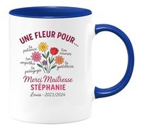 quotedazur - Mug Humour Une Fleur Pour Ta Patience, Bienveillance, Empathie Et Passion Merci Maîtresse Stéphanie Louis 2023/2024 - Cadeau Tasse Maîtresse Pour Remercier Gentillesse Et Passion