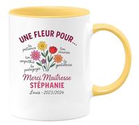 quotedazur - Mug Humour Une Fleur Pour Ta Patience, Bienveillance, Empathie Et Passion Merci Maîtresse Stéphanie Louis 2023/2024 - Cadeau Tasse Maîtresse Pour Remercier Gentillesse Et Passion