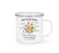 quotedazur - Mug Humour Une Fleur Pour Ta Patience, Bienveillance, Empathie, Pédagogie, Gentillesse, Sourire, Passion - Merci Maîtresse Stéphanie - Cadeau Tasse Pour Maîtresse Pleine De Gentillesse E