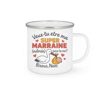quotedazur - Mug Humour Veux-tu Être Ma Super Marraine Adorée Pour Toute La Vie Bisous, Nom Cadeau Tasse Unique Et Idée Originale Fête