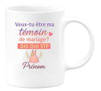 quotedazur - Mug Humour Veux-tu Être Ma Témoin De Mariage Dis Oui Stp, Prénom Cadeau Original Tasse Personnalisée Pour Unique