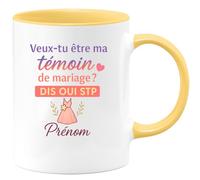quotedazur - Mug Humour Veux-tu Être Ma Témoin De Mariage ? Dis Oui Stp, Prénom - Cadeau Original Tasse Personnalisée Pour Témoin Mariage Unique