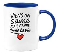 quotedazur - Mug Humour Viens On S'aime Pour Toujours, Un Amour Vrai Et Sincère Toute La Vie - Cadeau Romantique Tasse Parfaite Pour Couples Amoureux Tendres