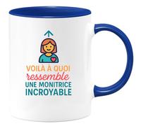 quotedazur - Mug Humour Voici Une Tasse Cadeau Pour Monitrice Exceptionnelle Et Incroyable Unique Idéale Passionnée Dévouée