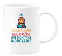 quotedazur - Mug Humour Voici Une Tasse Cadeau Pour Monitrice Exceptionnelle Et Incroyable Unique Idéale Passionnée Dévouée