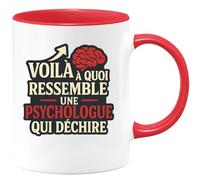 quotedazur - Mug Humour Voici Une Tasse Cadeau Pour Une Psychologue Qui Déchire Vraiment - Idée Cadeau Tasse Originale Pour Psy Unique Et Inspirante
