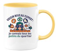 quotedazur - Mug Humour Voisin niveau expert : je connais tous les potins du quartier - Cadeau Voisin Homme