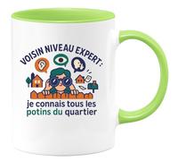 quotedazur - Mug Humour Voisin niveau expert : je connais tous les potins du quartier - Cadeau Voisin Homme