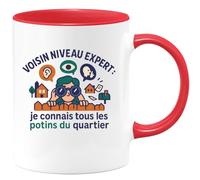 quotedazur - Mug Humour Voisin niveau expert : je connais tous les potins du quartier - Cadeau Voisin Homme