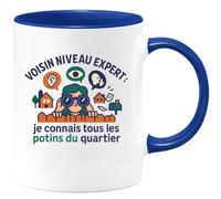 quotedazur - Mug Humour Voisin niveau expert : je connais tous les potins du quartier - Cadeau Voisin Homme