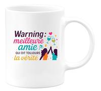 quotedazur - Mug Humour Warning : meilleure amie qui dit toujours la vérité - Cadeau Meilleure amie Femme