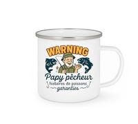 quotedazur - Mug Humour Warning : Papy pêcheur, histoires de poissons garanties - Cadeau Papy Homme