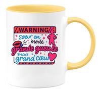 quotedazur - Mug Humour Warning : sœur en mode grande gueule mais grand cœur - Cadeau Soeur Femme